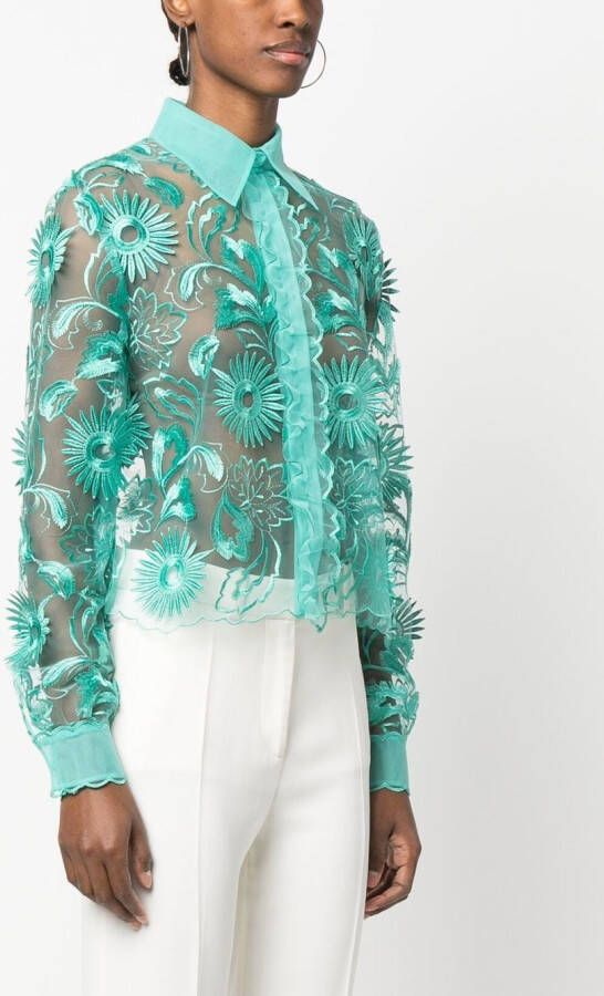 Alberta Ferretti Blouse met borduurwerk Groen