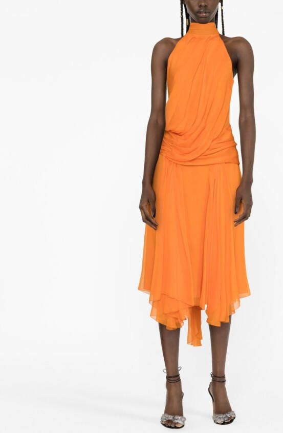 Alberta Ferretti Gedrapeerde halterjurk Oranje
