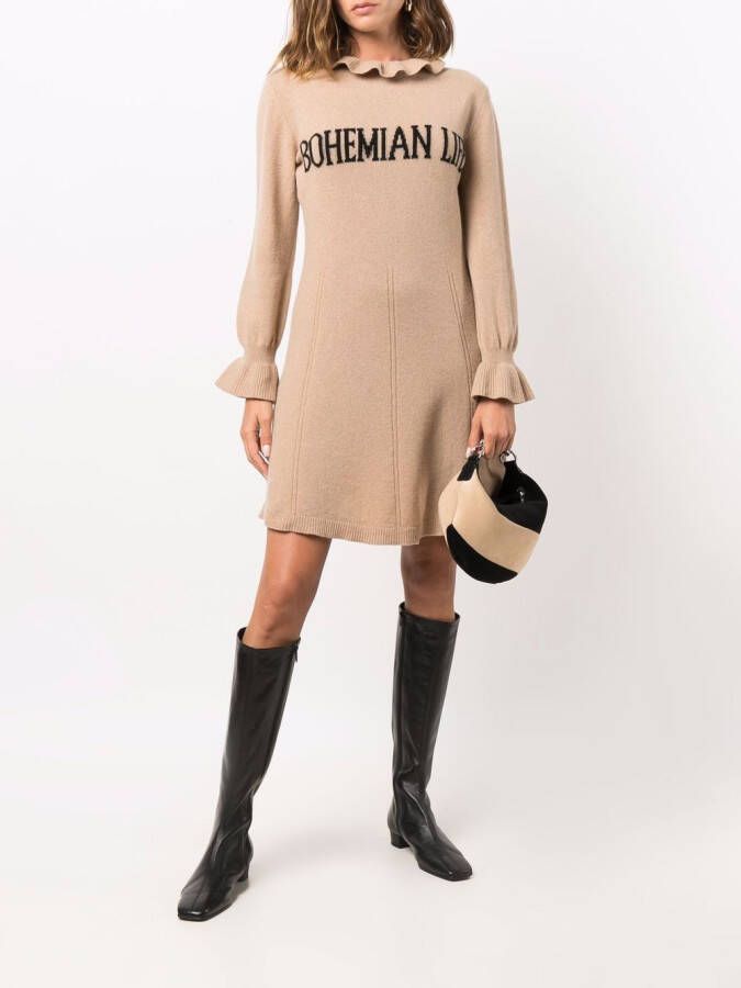 Alberta Ferretti Intarsia jurk Beige