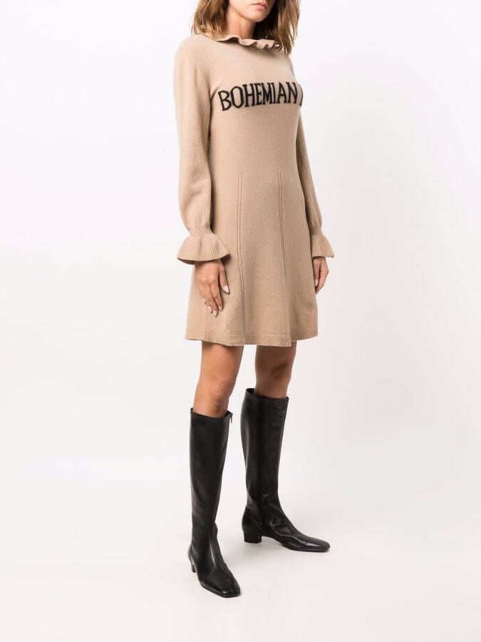 Alberta Ferretti Intarsia jurk Beige