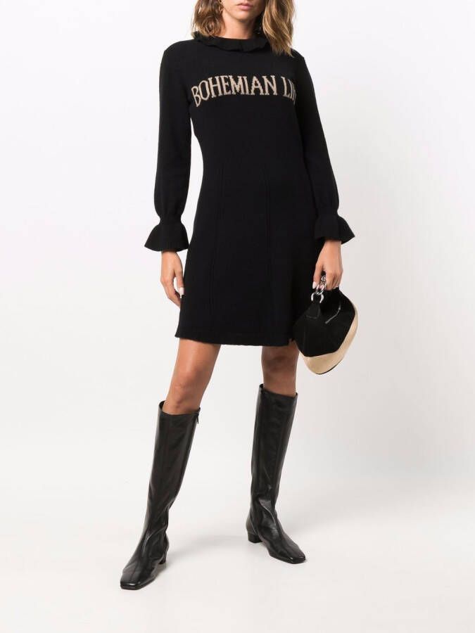 Alberta Ferretti Intarsia jurk Zwart
