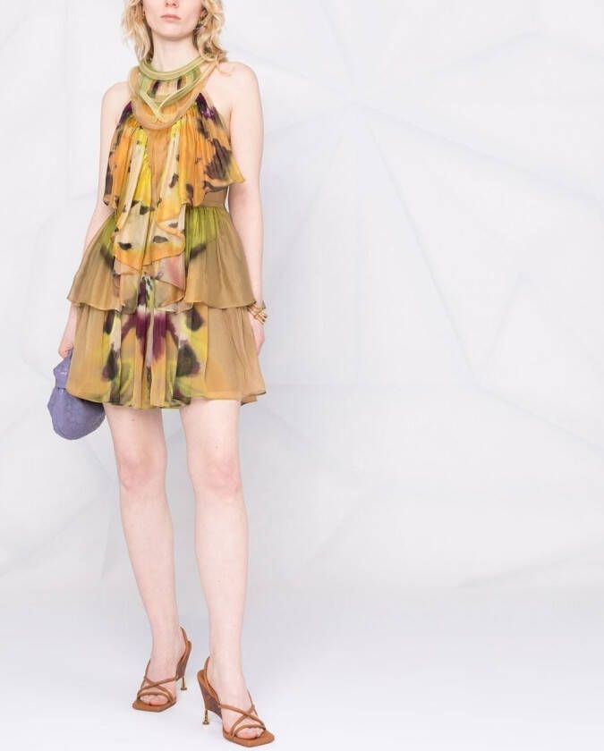 Alberta Ferretti Jurk met abstracte print Groen