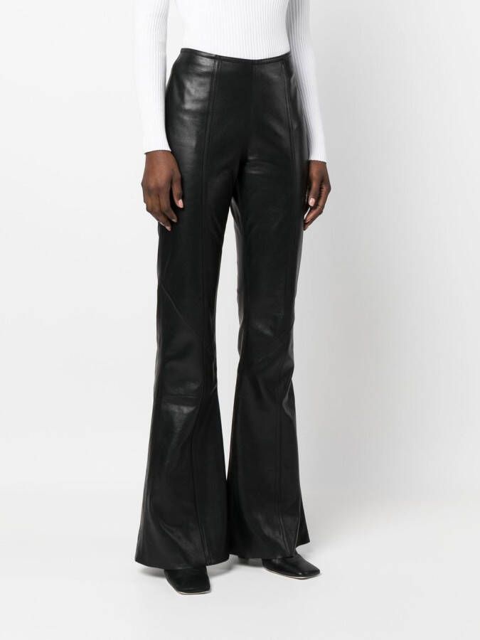 Alberta Ferretti Leren broek Zwart