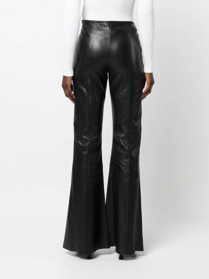 Alberta Ferretti Leren broek Zwart
