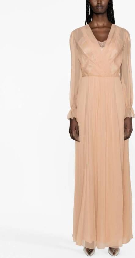 Alberta Ferretti Maxi-jurk met geplooid detail Roze