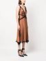 Alberta Ferretti Midi-jurk met V-hals Bruin - Thumbnail 3