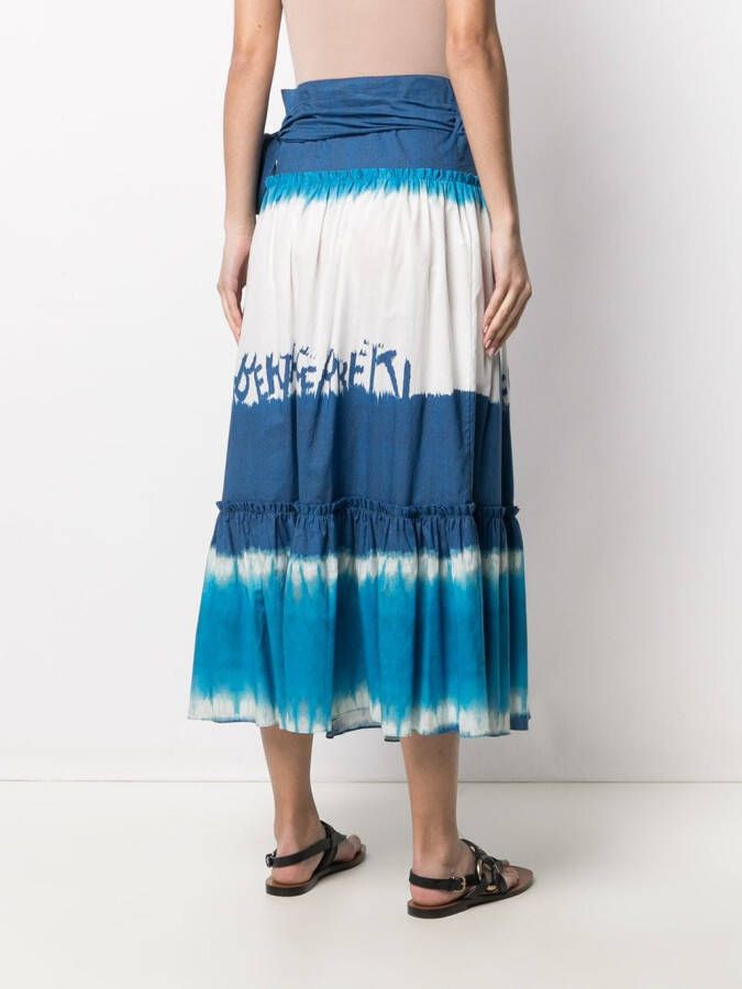 Alberta Ferretti Midi-rok met tie-dye print Blauw