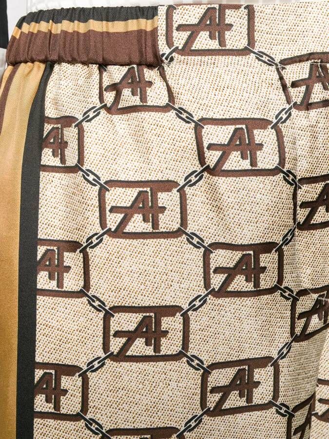 Alberta Ferretti Palazzo broek met logoprint Beige