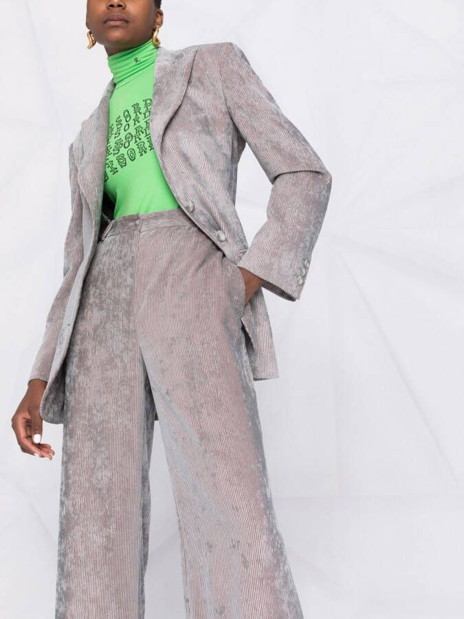 Alberta Ferretti Ribfluwelen broek Grijs
