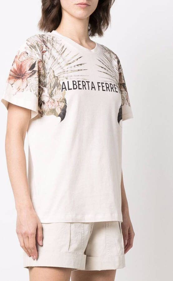 Alberta Ferretti T-shirt met bloemenprint Beige
