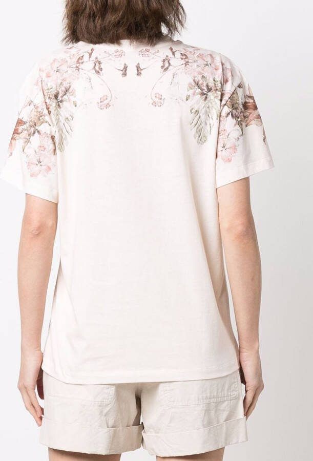Alberta Ferretti T-shirt met bloemenprint Beige