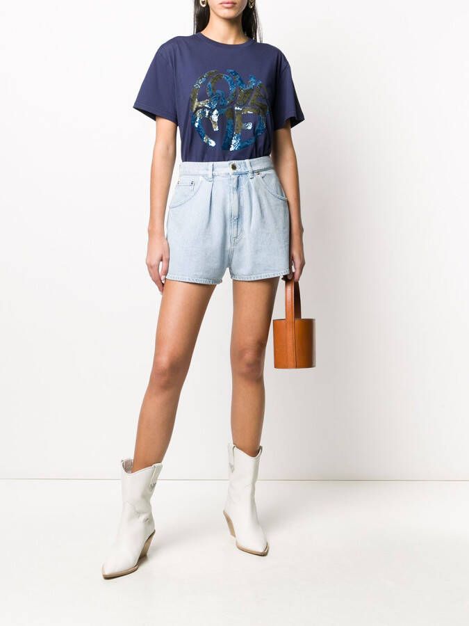 Alberta Ferretti T-shirt met pailletten Blauw