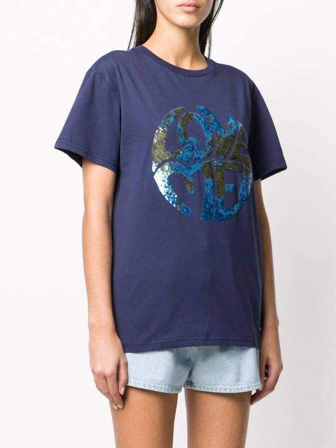 Alberta Ferretti T-shirt met pailletten Blauw