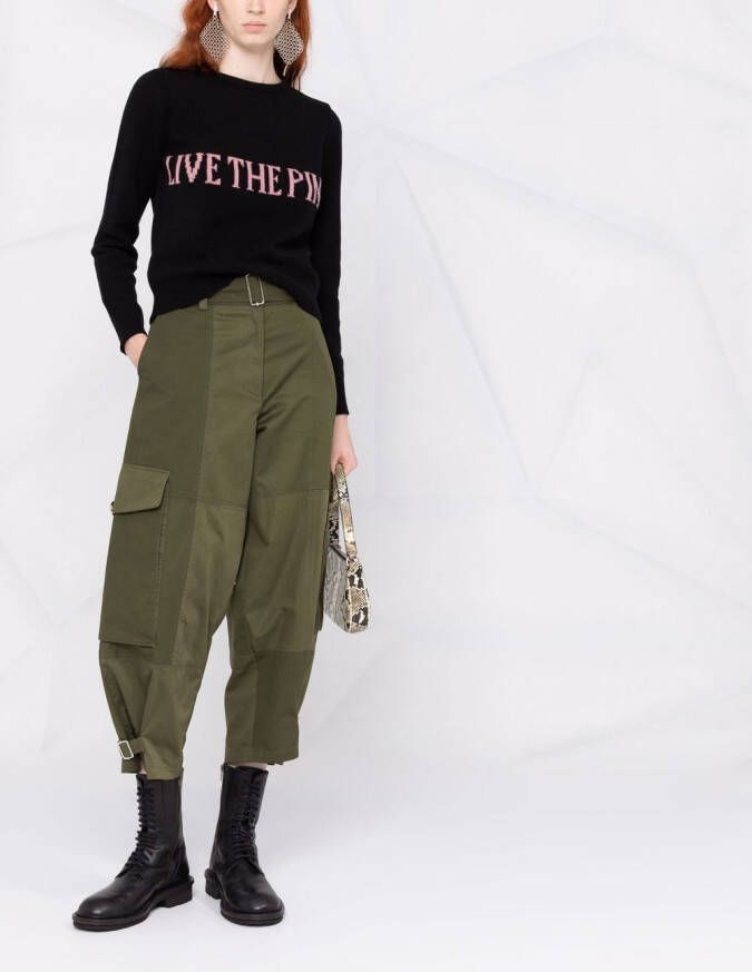 Alberta Ferretti Trui met intarsia tekst Zwart