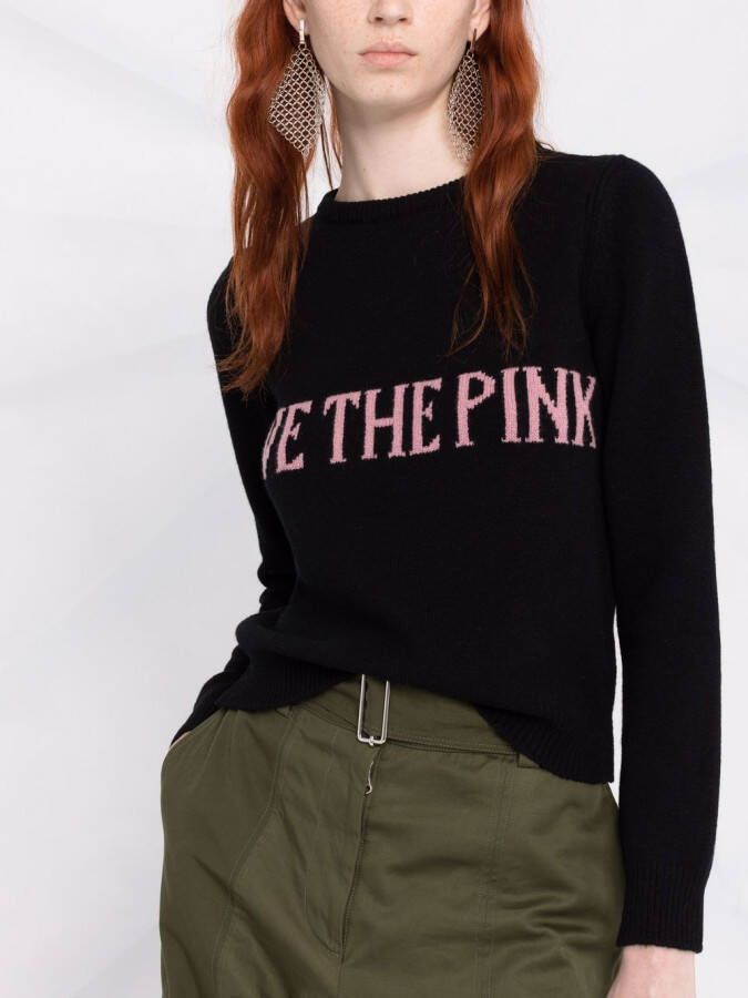 Alberta Ferretti Trui met intarsia tekst Zwart