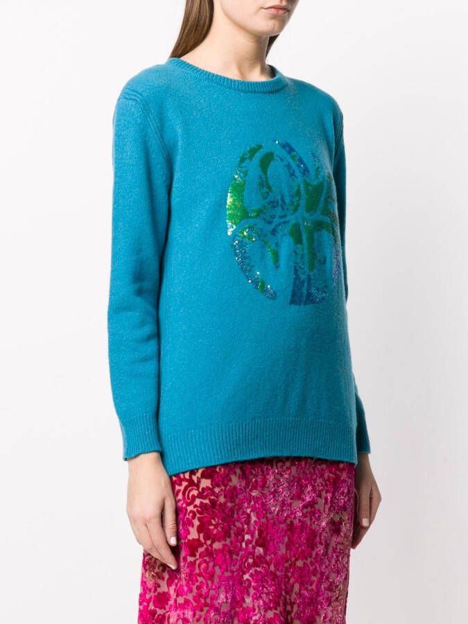 Alberta Ferretti Trui met pailletten Blauw