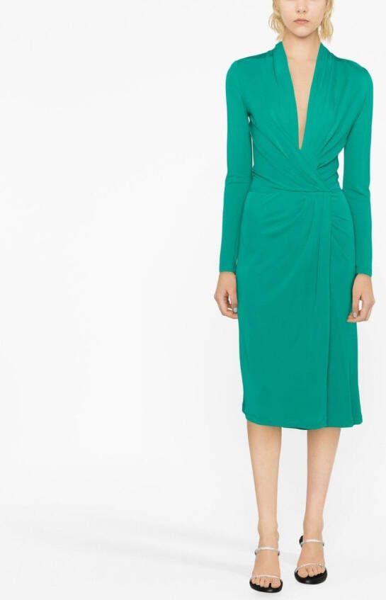 Alberta Ferretti Midi-jurk met gedraaide voorkant Groen