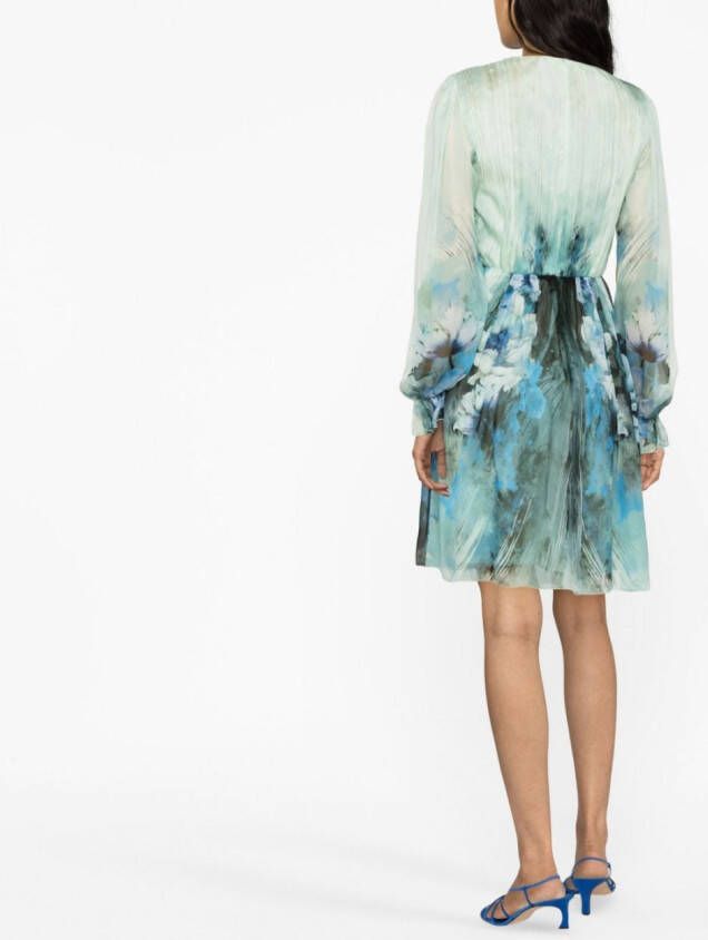 Alberta Ferretti Mini-jurk met bloemenprint Blauw