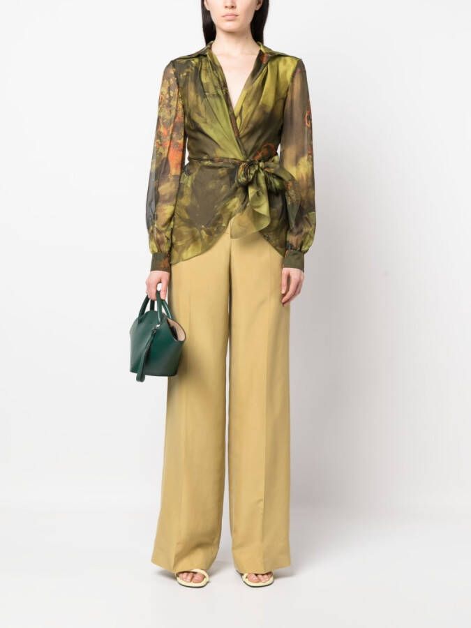Alberta Ferretti Bloese met wikkeldetail Groen