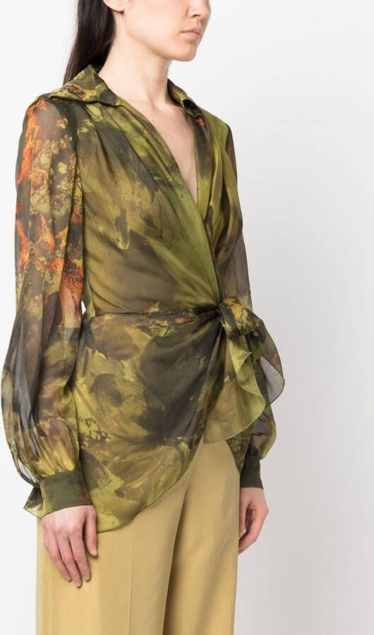 Alberta Ferretti Bloese met wikkeldetail Groen