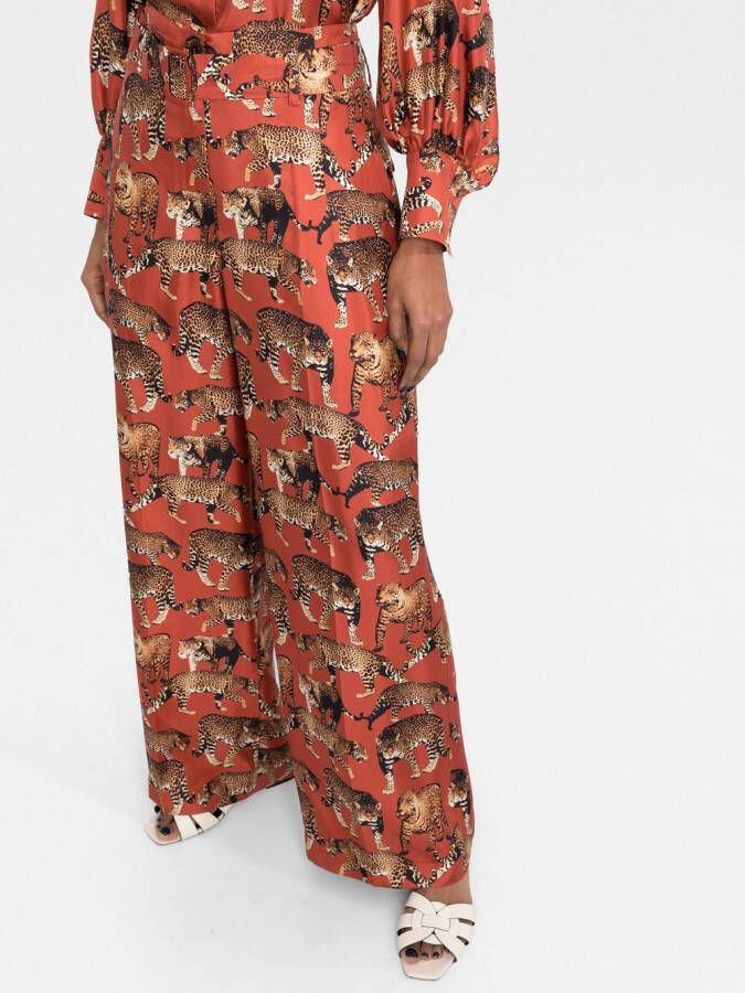 Alberto Biani Broek met dierenprint Rood