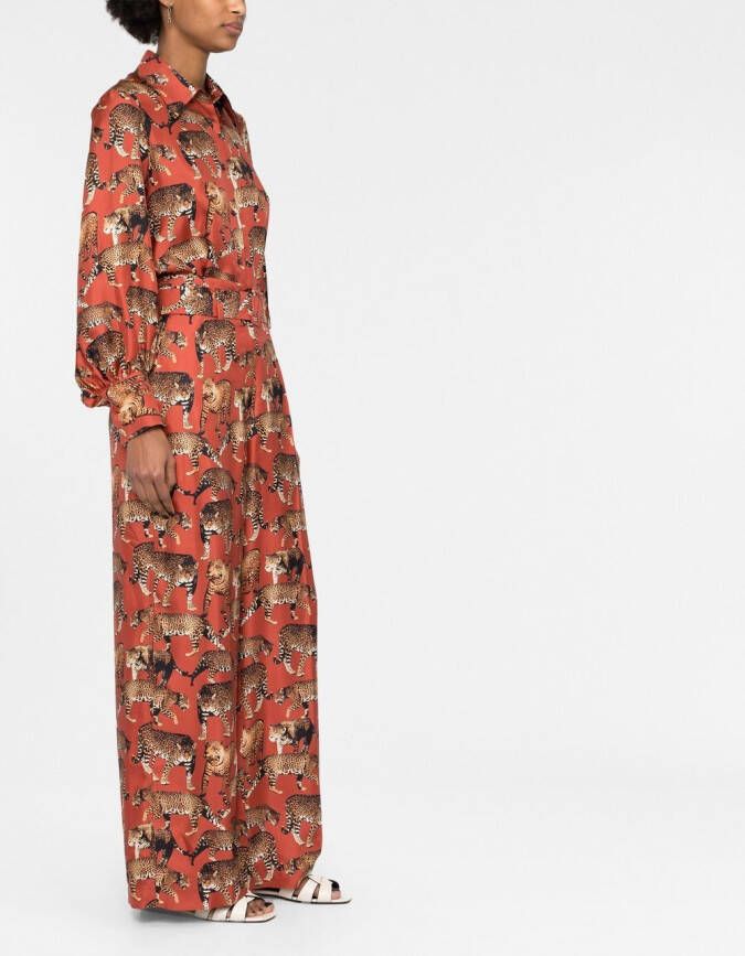 Alberto Biani Broek met dierenprint Rood