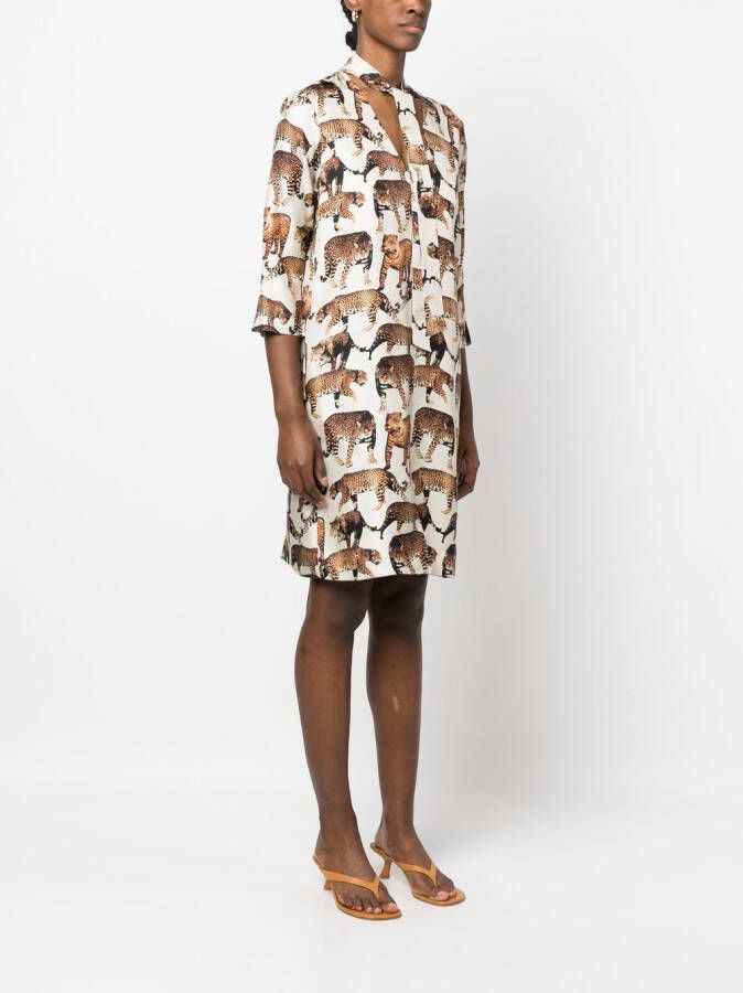 Alberto Biani Jurk met dierenprint Wit