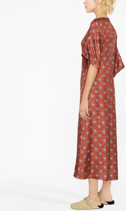 Alberto Biani Midi-jurk met print Oranje