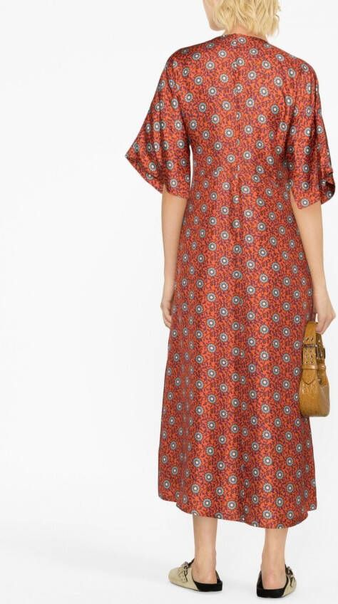 Alberto Biani Midi-jurk met print Oranje