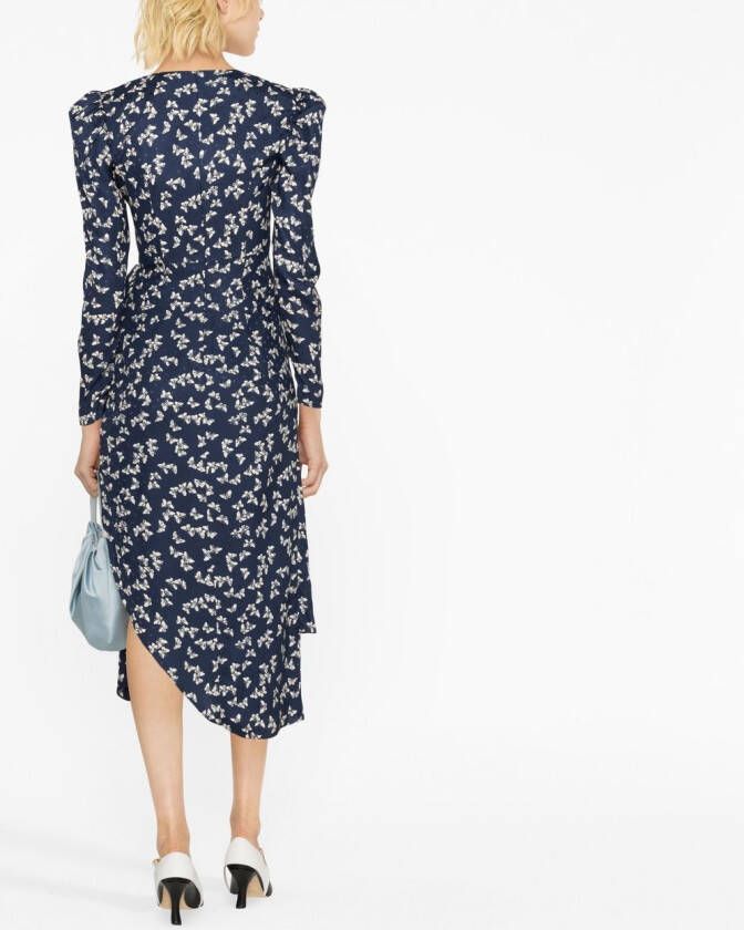 Alessandra Rich Midi-jurk met print Blauw