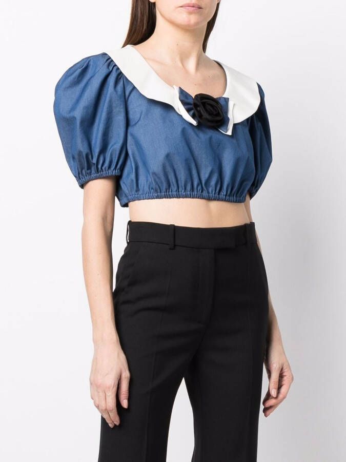 Alessandra Rich Cropped blouse Blauw