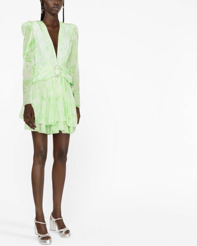 Alessandra Rich Mini-jurk verfraaid met kristallen Groen