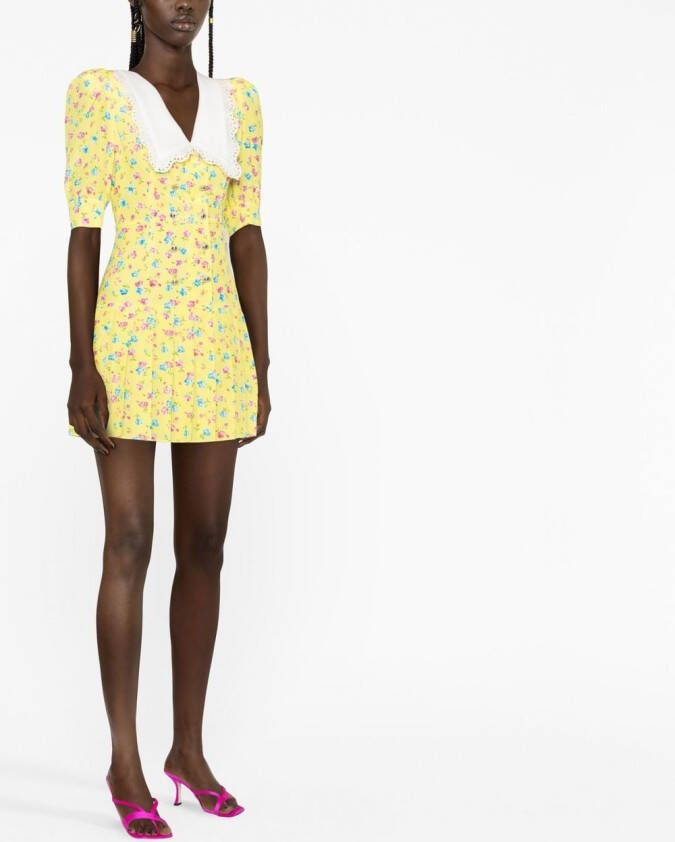 Alessandra Rich Mini-jurk met bloemenprint Geel