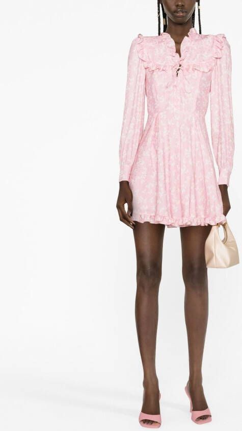 Alessandra Rich Mini-jurk met bloemenprint Roze