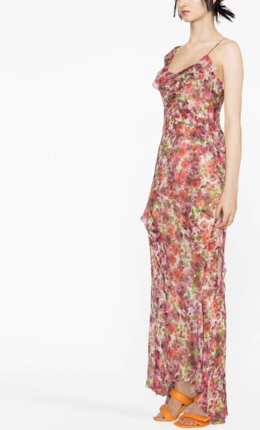 Alessandra Rich Maxi-jurk met bloemenprint Roze