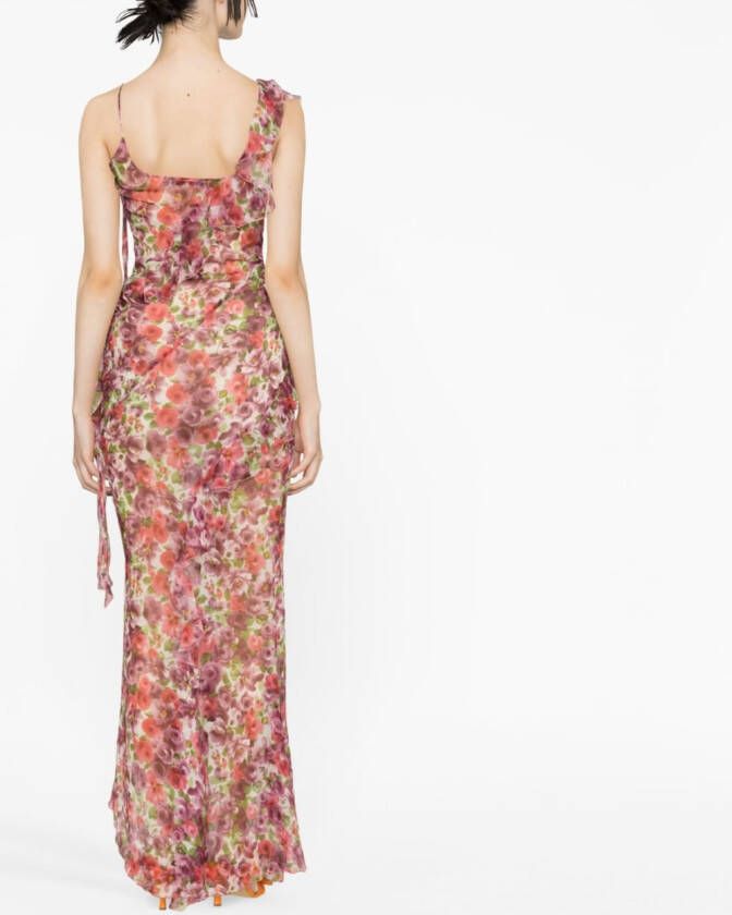 Alessandra Rich Maxi-jurk met bloemenprint Roze