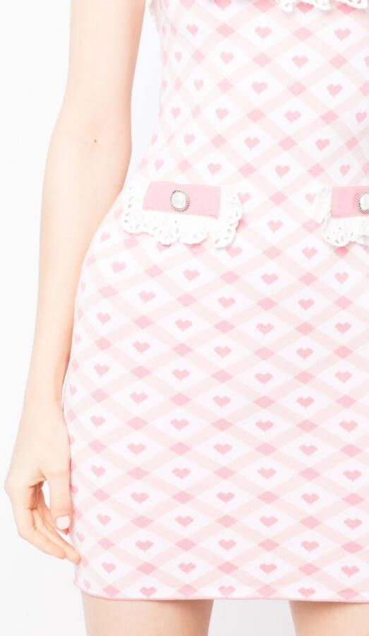Alessandra Rich Mini-jurk met hartprint Roze