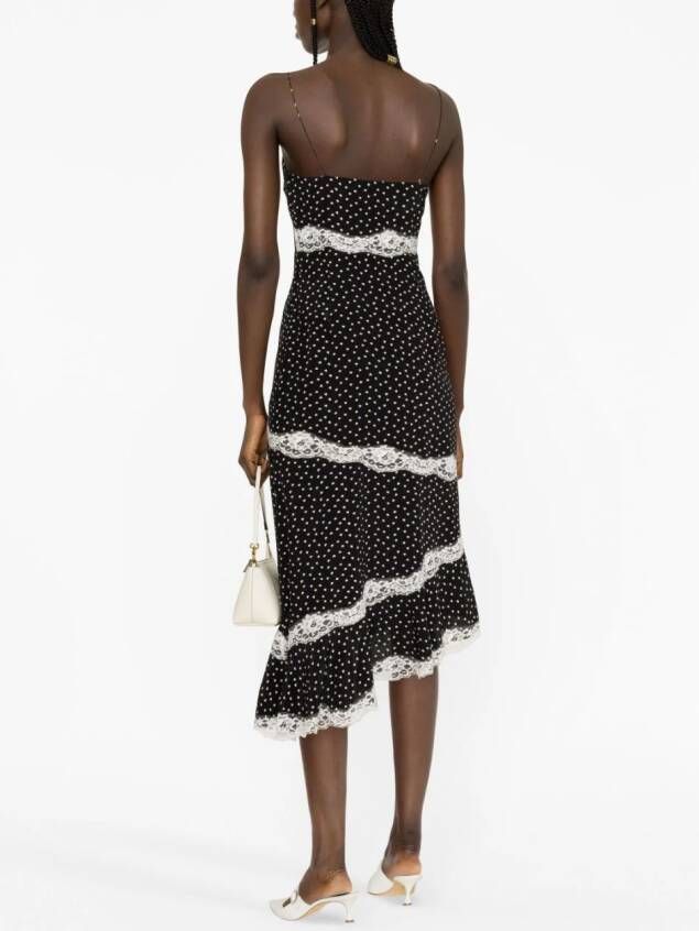 Alessandra Rich Midi-jurk met kant Zwart