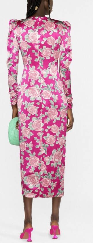 Alessandra Rich Jurk met bloemenprint Roze