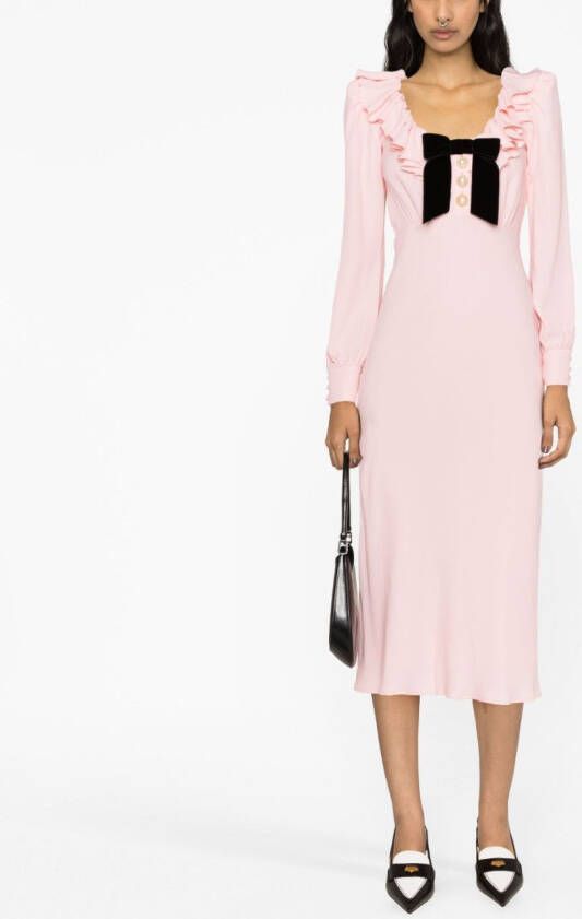 Alessandra Rich Midi-jurk met ruches Roze