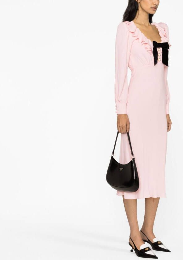 Alessandra Rich Midi-jurk met ruches Roze