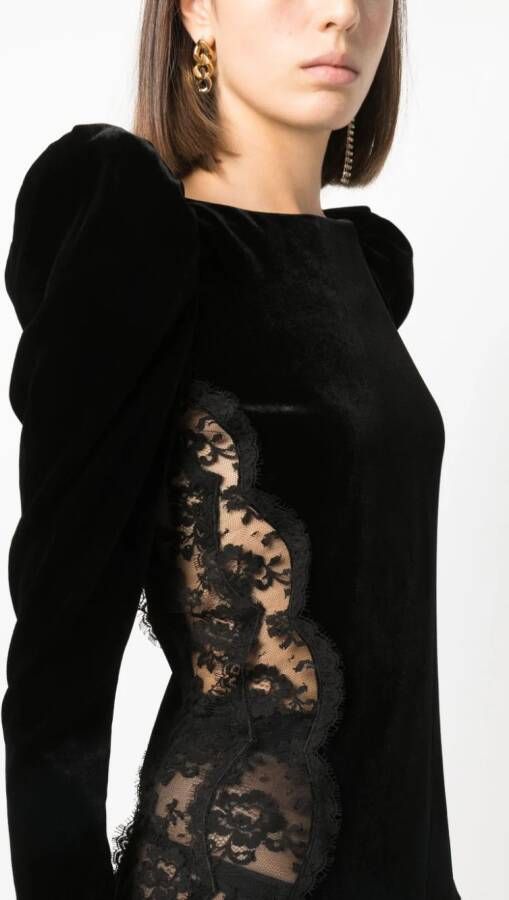 Alessandra Rich Mini-jurk met bloemenkant Zwart