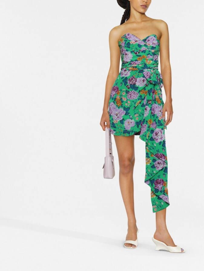 Alessandra Rich Mini-jurk met bloemenprint Groen