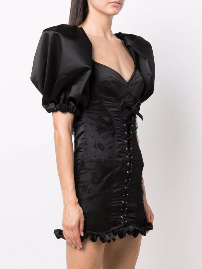 Alessandra Rich Mini-jurk met pofmouwen Zwart