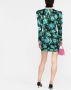 Alessandra Rich Mini-jurk met roosprint Zwart - Thumbnail 3