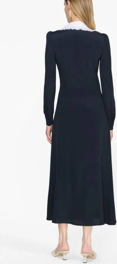 Alessandra Rich Midi-jurk met oversized kraag Blauw