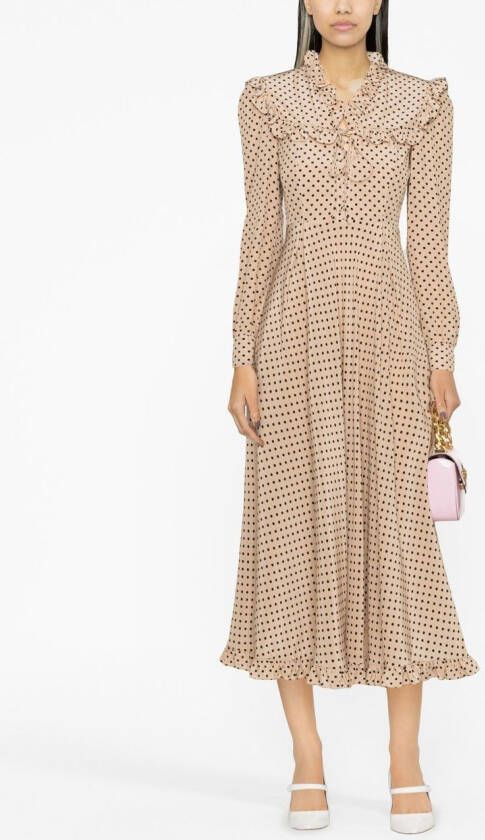 Alessandra Rich Midi-jurk met stippen Beige