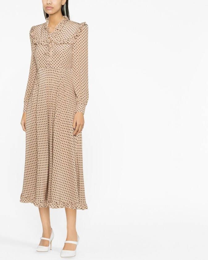Alessandra Rich Midi-jurk met stippen Beige