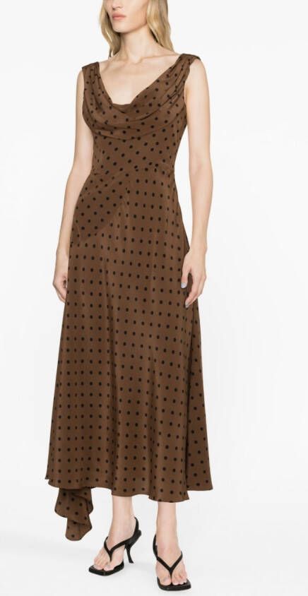 Alessandra Rich Midi-jurk met stippen Bruin