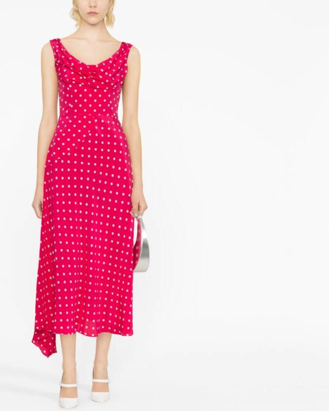 Alessandra Rich Midi-jurk met stippen Roze